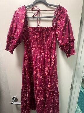 Hill House Burgundy Floral Midi Dress